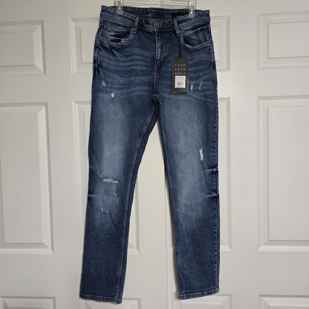 NYC The Perfect Jean Men’s Slim Thick Fit Glacier Med Rips New Size 32x32